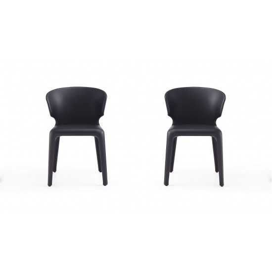 Conrad Leather Dining Chair in Black (Set of 2)