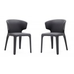 Conrad Leather Dining Chair in Grey (Set of 2)