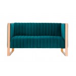 Trillium Loveseat in Aqua Blue and Rose Gold