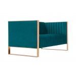 Trillium Loveseat in Aqua Blue and Rose Gold