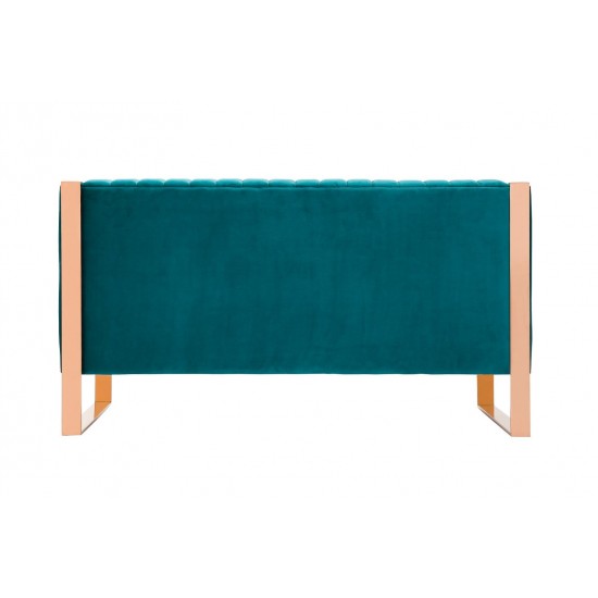 Trillium Loveseat in Aqua Blue and Rose Gold