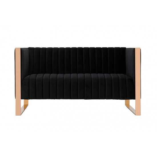 Trillium Loveseat in Black and Rose Gold