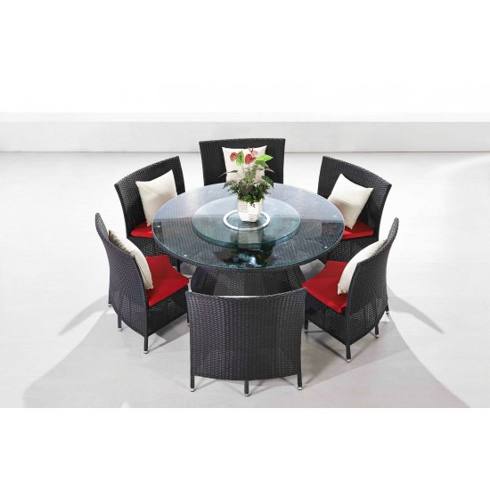 Nightingdale 7-Piece Outdoor Dining Set in Red, White and Black