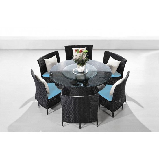 Nightingdale 7-Piece Outdoor Dining Set in Sky Blue, White and Black