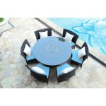 Nightingdale 7-Piece Outdoor Dining Set in Sky Blue, White and Black