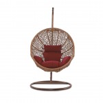 Zolo Hanging Lounge Egg Swing Chair in Red and Saddle Brown