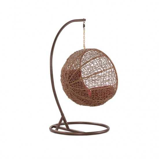 Zolo Hanging Lounge Egg Swing Chair in Red and Saddle Brown