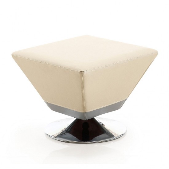 Diamond Swivel Ottoman in Tan and Polished Chrome