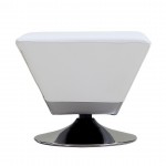 Diamond Swivel Ottoman in White and Polished Chrome