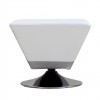 Diamond Swivel Ottoman in White and Polished Chrome