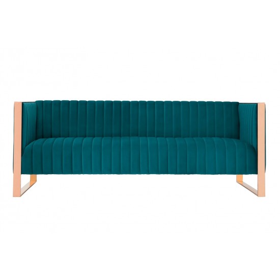 Trillium Sofa in Aqua Blue and Rose Gold