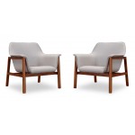 Miller Accent Chair in Grey and Walnut (Set of 2)