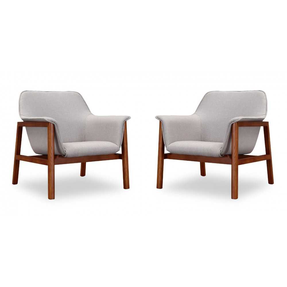 Miller Accent Chair in Grey and Walnut (Set of 2)