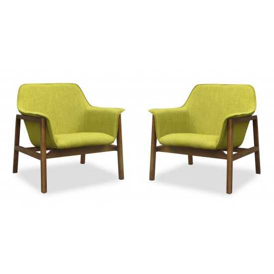 Miller Accent Chair in Green and Walnut (Set of 2)