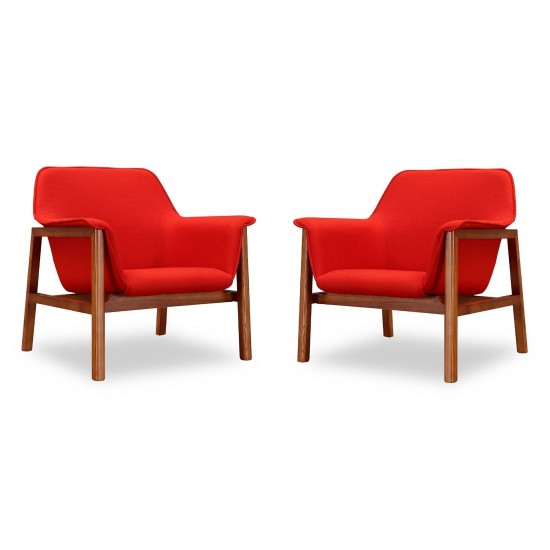 Miller Accent Chair in Burnt Orange and Walnut (Set of 2)