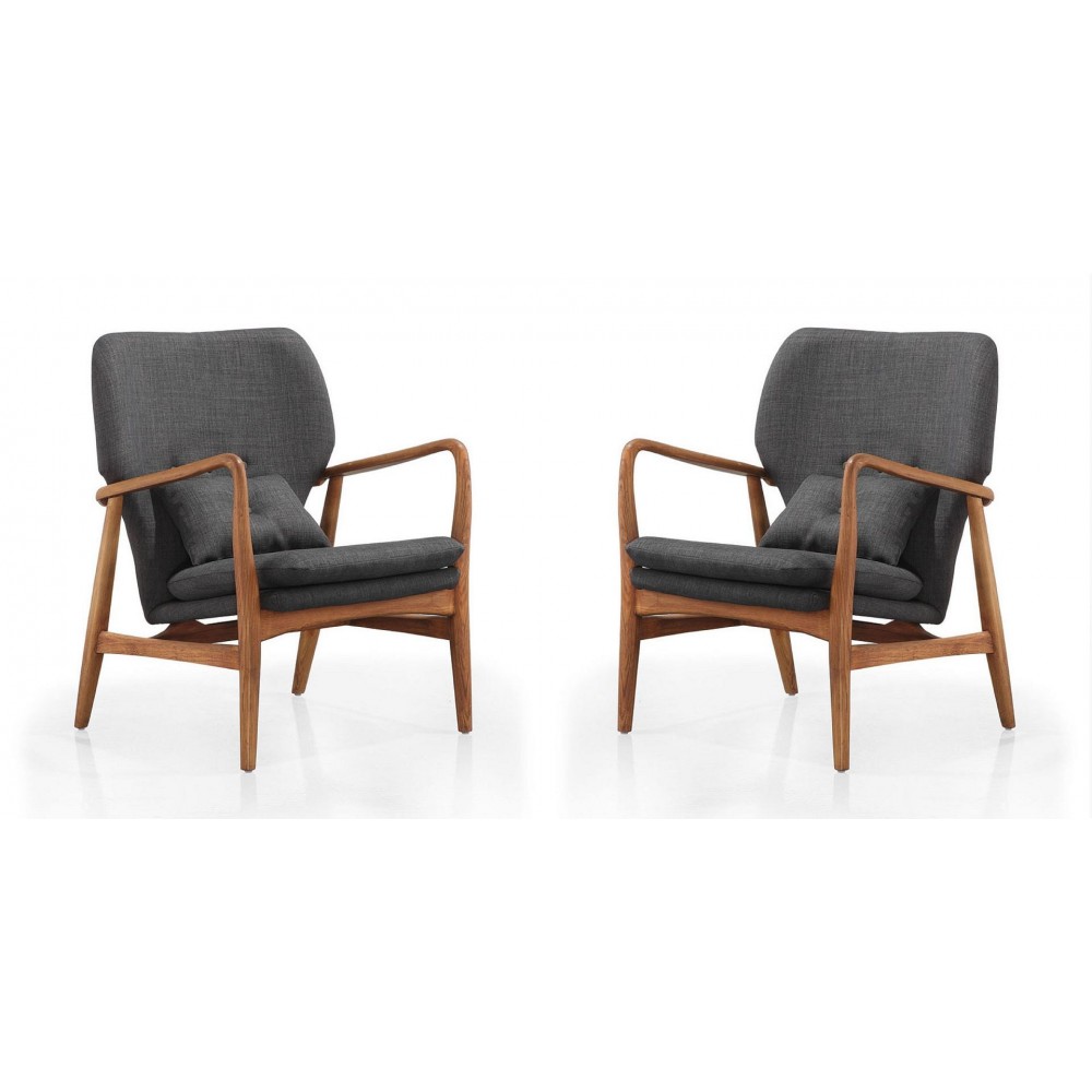 Bradley Accent Chair in Charcoal and Walnut (Set of 2)