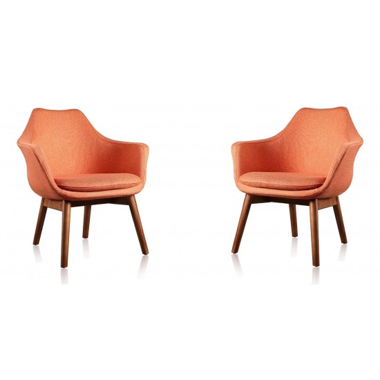 Cronkite Accent Chair in Orange and Walnut (Set of 2)