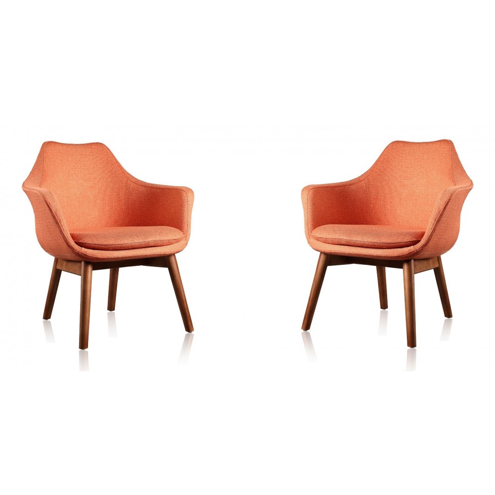 Cronkite Accent Chair in Orange and Walnut (Set of 2) Cronkite Accent Chair in Orange and Walnut (Set of 2)