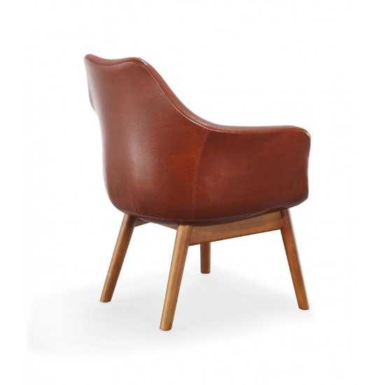 Cronkite Faux Leather Accent Chair in Brown and Walnut (Set of 2)