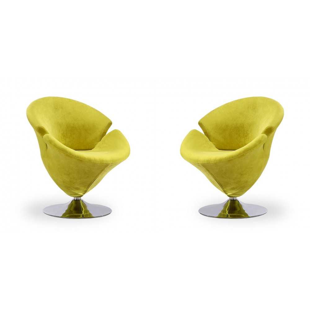 Tulip Swivel Accent Chair in Green and Polished Chrome (Set of 2) Tulip Swivel Accent Chair in Green and Polished Chrome (Set of 2)