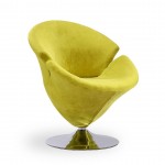 Tulip Swivel Accent Chair in Green and Polished Chrome (Set of 2)