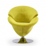Tulip Swivel Accent Chair in Green and Polished Chrome (Set of 2)