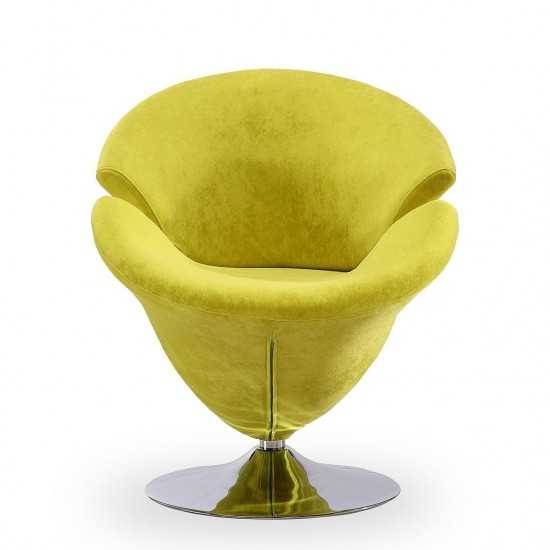 Tulip Swivel Accent Chair in Green and Polished Chrome (Set of 2)