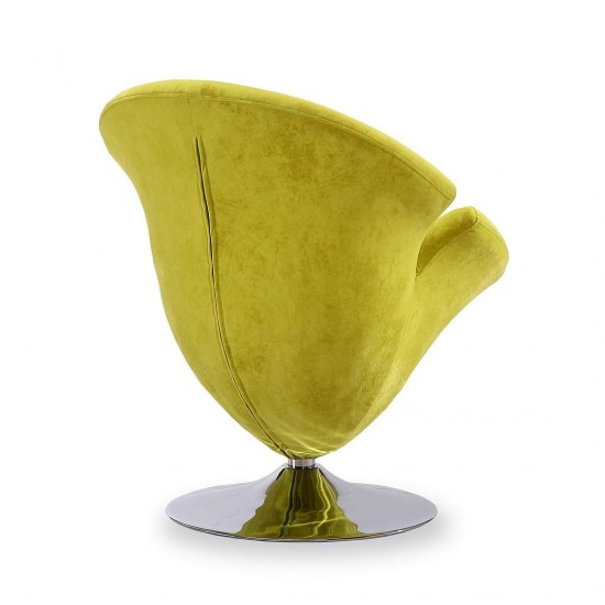 Tulip Swivel Accent Chair in Green and Polished Chrome (Set of 2)