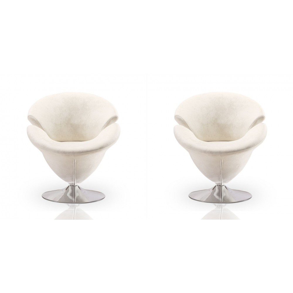 Tulip Swivel Accent Chair in White and Polished Chrome (Set of 2) Tulip Swivel Accent Chair in White and Polished Chrome (Set of 2)