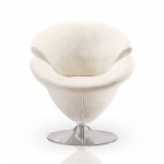 Tulip Swivel Accent Chair in White and Polished Chrome (Set of 2)
