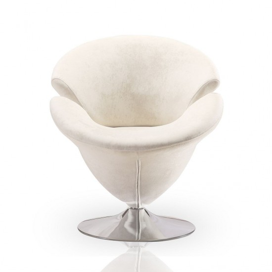 Tulip Swivel Accent Chair in White and Polished Chrome (Set of 2)