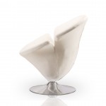 Tulip Swivel Accent Chair in White and Polished Chrome (Set of 2)
