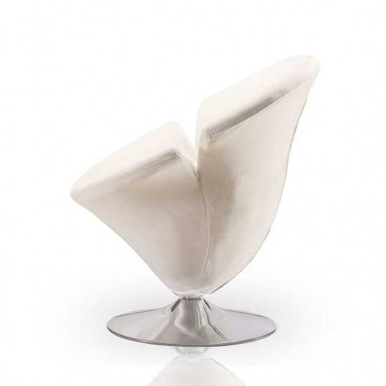 Tulip Swivel Accent Chair in White and Polished Chrome (Set of 2)