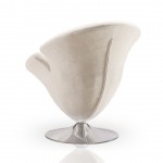 Tulip Swivel Accent Chair in White and Polished Chrome (Set of 2)