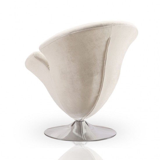 Tulip Swivel Accent Chair in White and Polished Chrome (Set of 2)