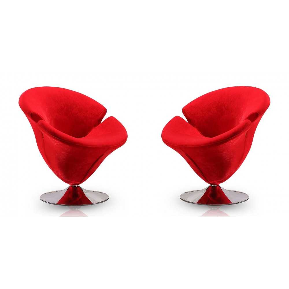 Tulip Swivel Accent Chair in Red and Polished Chrome (Set of 2) Tulip Swivel Accent Chair in Red and Polished Chrome (Set of 2)