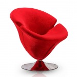 Tulip Swivel Accent Chair in Red and Polished Chrome (Set of 2)