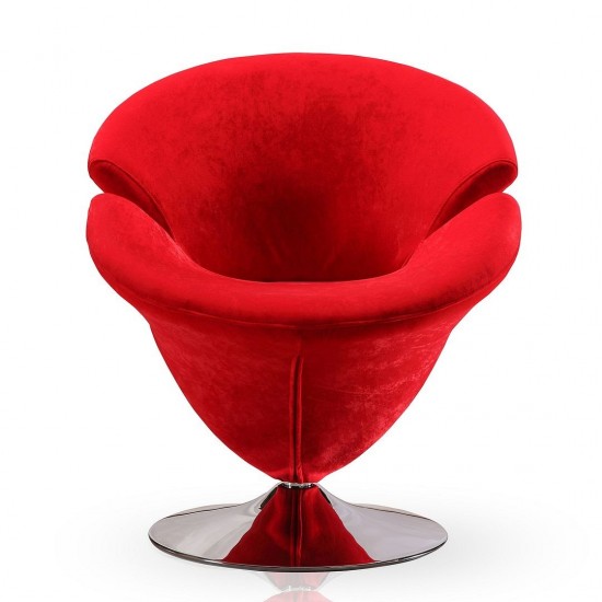 Tulip Swivel Accent Chair in Red and Polished Chrome (Set of 2)