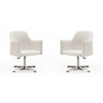 Pelo Adjustable Height Swivel Accent Chair in White and Polished Chrome (Set of 2)