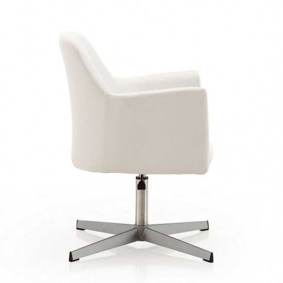 Pelo Adjustable Height Swivel Accent Chair in White and Polished Chrome (Set of 2)