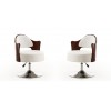 Bopper Adjustable Height Swivel Accent Chair in White and Polished Chrome (Set of 2)