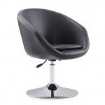 Hopper Swivel Adjustable Height Faux Leather Chair in Black and Polished Chrome (Set of 2)