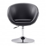 Hopper Swivel Adjustable Height Faux Leather Chair in Black and Polished Chrome (Set of 2)