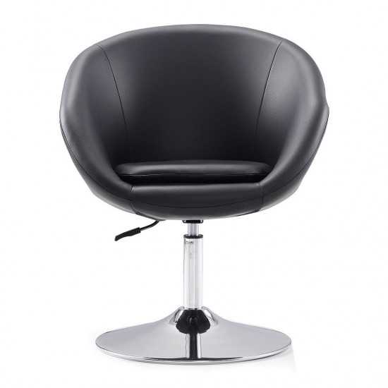 Hopper Swivel Adjustable Height Faux Leather Chair in Black and Polished Chrome (Set of 2)