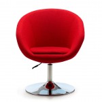Hopper Swivel Adjustable Height Chair in Red and Polished Chrome (Set of 2)
