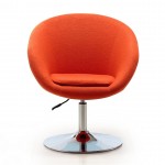Hopper Swivel Adjustable Height Chair in Orange and Polished Chrome (Set of 2)
