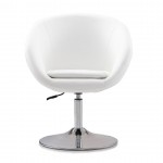 Hopper Swivel Adjustable Height Faux Leather Chair in White and Polished Chrome (Set of 2)