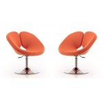 Perch Adjustable Chair in Orange and Polished Chrome (Set of 2)