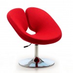 Perch Adjustable Chair in Red and Polished Chrome (Set of 2)