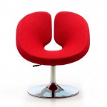 Perch Adjustable Chair in Red and Polished Chrome (Set of 2)